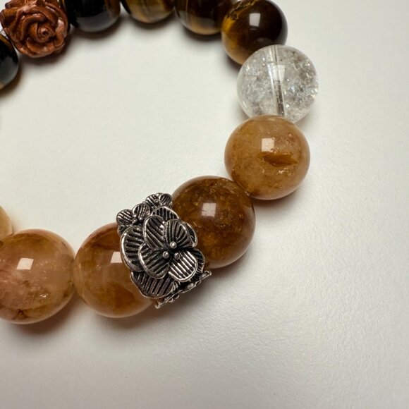 Tiger Eye × Golden Rutilated Quartz Bracelet - Picture 12 of 14